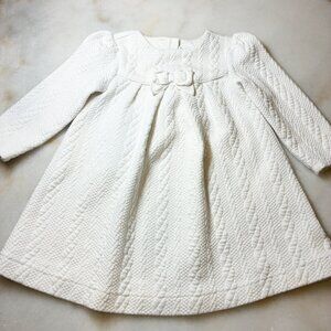 Janie and Jack Vanilla Ice Baby Quilted Bow Long Sleeve Dress 18-24 Months